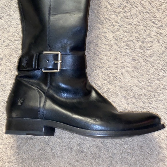 Frye Melissa Strap Belt tall boots in black Size 7.5 - Picture 2 of 4